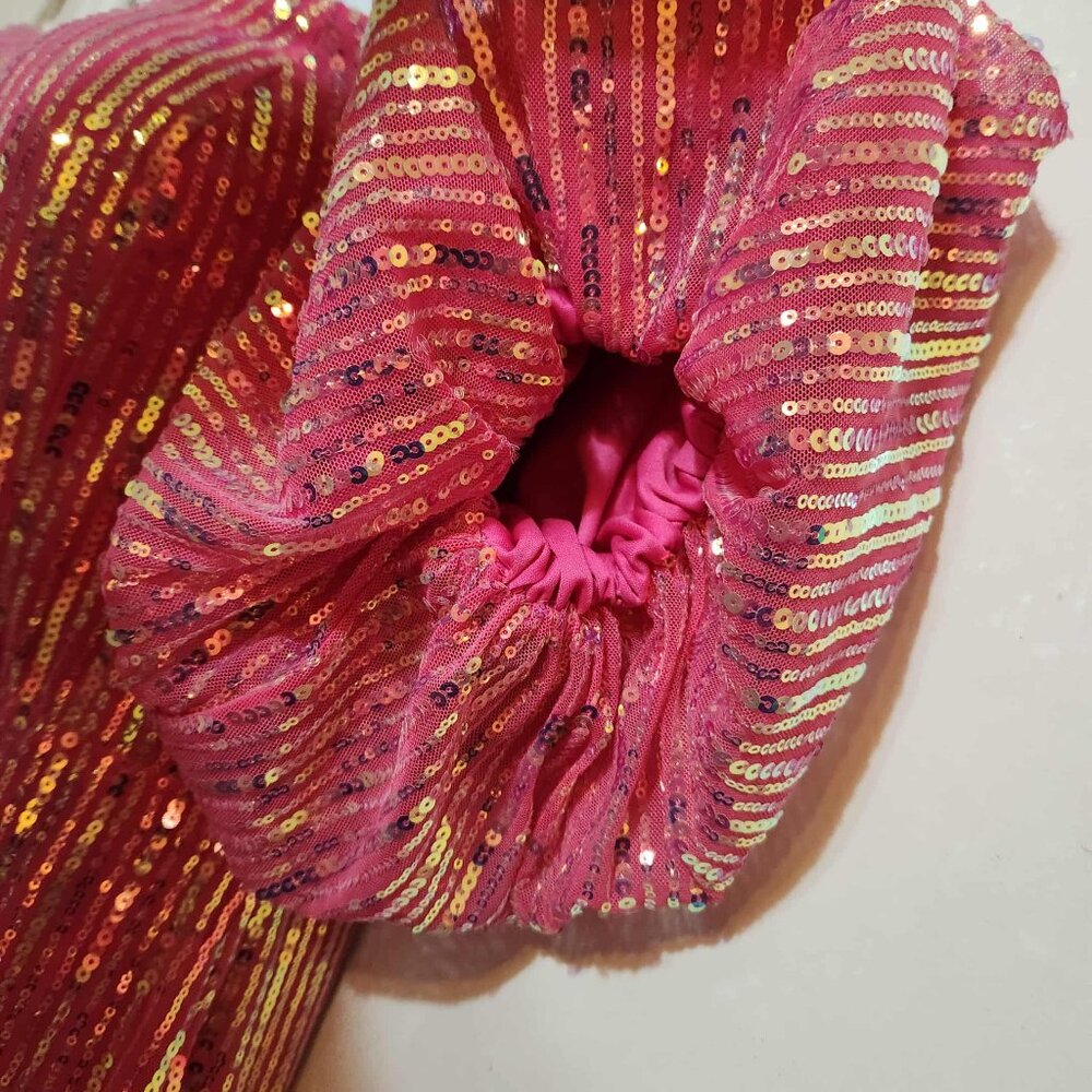 3XL Faeriesty Pink Off The Shoulder Sequins Cocktail Dress Puff Sleeve SEE DESC - Picture 5 of 10